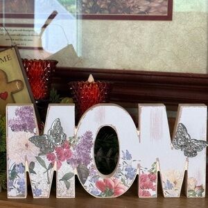 Floral MOM Decorative Butterflies Solid Wood Home Decor